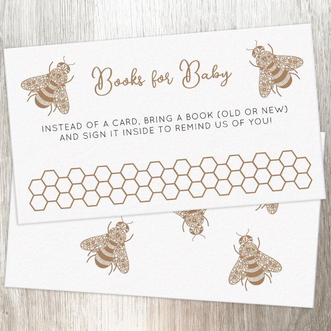 Baby Shower Bok-begäran för honungsbin Tilläggskort (Honey bee themed sweet Books for Baby baby shower book request enclosure cards)