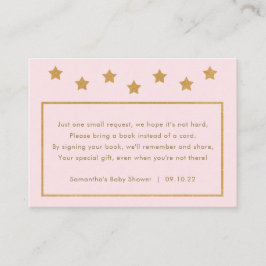 Baby Shower bok-begäran, rosa guld-stjärnor Tilläggskort