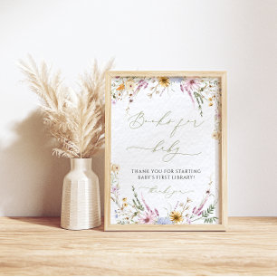 Baby Shower Bok för Baby Boho Wildblommor Poster
