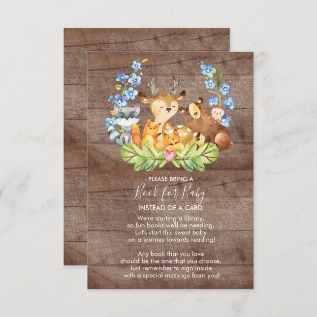 Baby Shower Bok för Baby Card för träddjur Inbjudningar (Fram/baksida)
