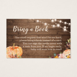 Baby Shower Bok Request Rustic Pumpkin Wood Visitkort