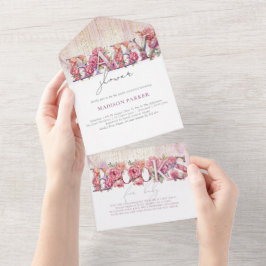 Baby Shower & Bokar för Baby Blommigt Rosa Guld