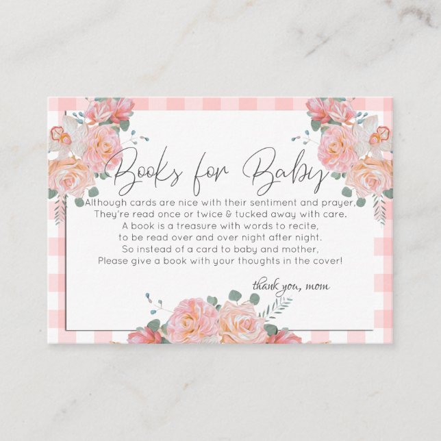 Baby Shower Bokar för Baby | Coral Blommigt Baby Tilläggskort (Framsida)