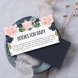 Baby Shower Bokar för Baby Rosa Navy Blommigt Tilläggskort