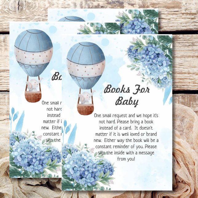 Baby shower bokförfrågan elefant varmluftsballong tilläggskort (Skapare uppladdad)