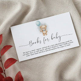 Baby Shower Book Request  for Boy Blue Balloon Tilläggskort