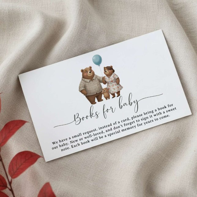 Baby Shower Book Request  for Boy Blue Balloon  Tilläggskort (Skapare uppladdad)