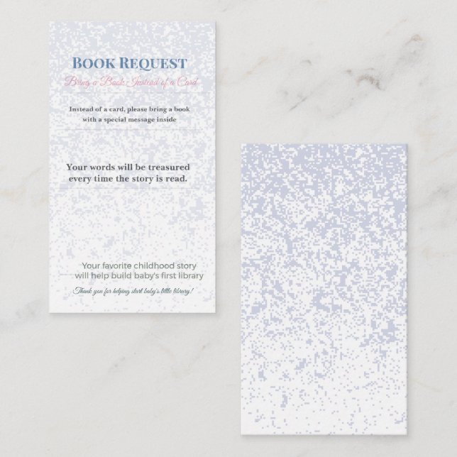 Baby Shower Book Request | Library Card Keepsake Tilläggskort (Fram/baksida)