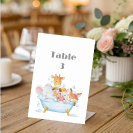 Baby Shower Bord, träddjur, babyskor Bordsnummer