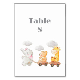 Baby Shower Bord, träddjur, babyskor Bordsnummer