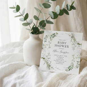 Baby Shower Botanisk Grönska Modern Inbjudningar