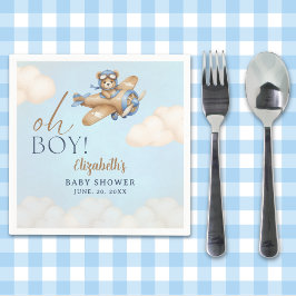 Baby Shower Boy  Adorable Bear Pilot Pappersservett