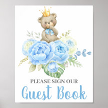 Baby Shower Boy Bear Guest Bok