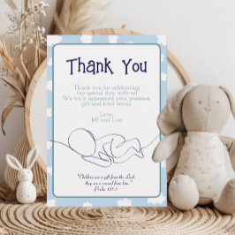 Baby Shower Boy Blå himmel Clouds and Bible Verse Tack Kort