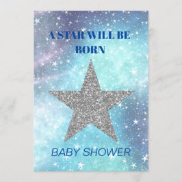 Baby Shower Boy Blue Modern Star är född Inbjudningar