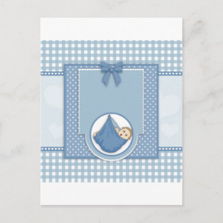Baby Shower Boy Blue Mönster Party Nursery Art Inbjudan Vykort