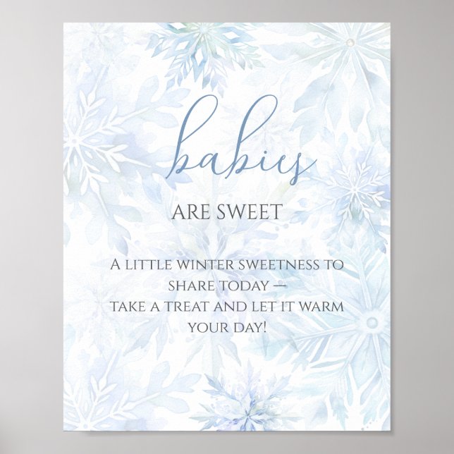 Baby Shower Boy Blue Snowflake Babies are Sweet  Poster (Framsidan)