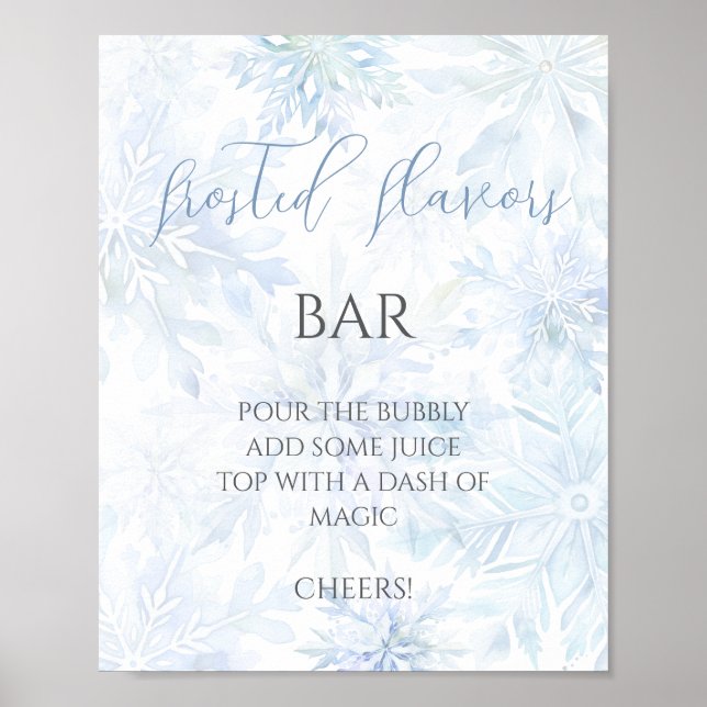 Baby Shower Boy Blue Snowflake Mom-osa Bar  Poster (Framsidan)