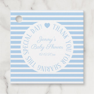 Baby Shower Boy Blue Tack Faveart Modern Gåvor Etiketter