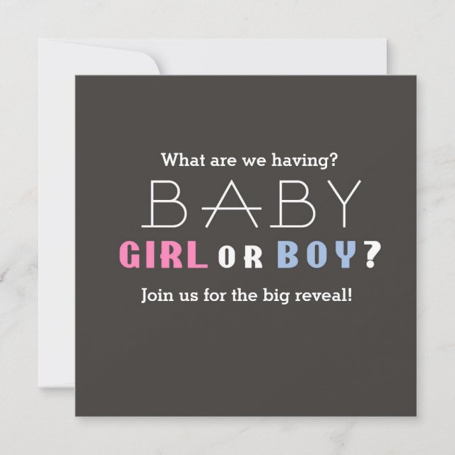 Baby Shower Boy eller Girl Gender som avslöjar Par Inbjudningar (Framsida)