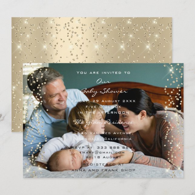 Baby Shower Boy Girl Photo Boy Girl Confetti Inbjudningar (Fram/baksida)