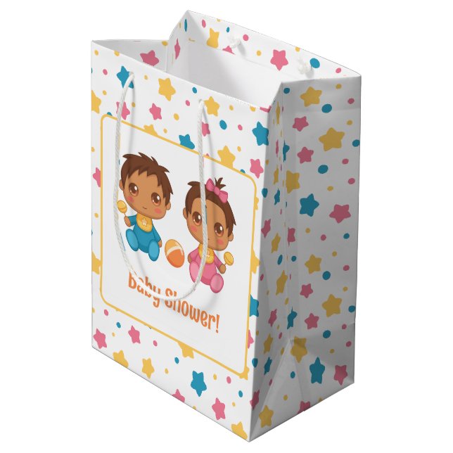 Baby Shower Boy Girl Twillingars Stars Mörk (Baksidan Vinklad)