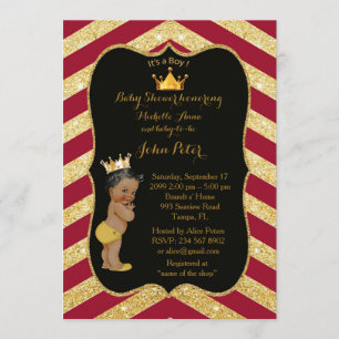 Baby Shower BOY,golden Chevron stil chivalry,guld Inbjudningar
