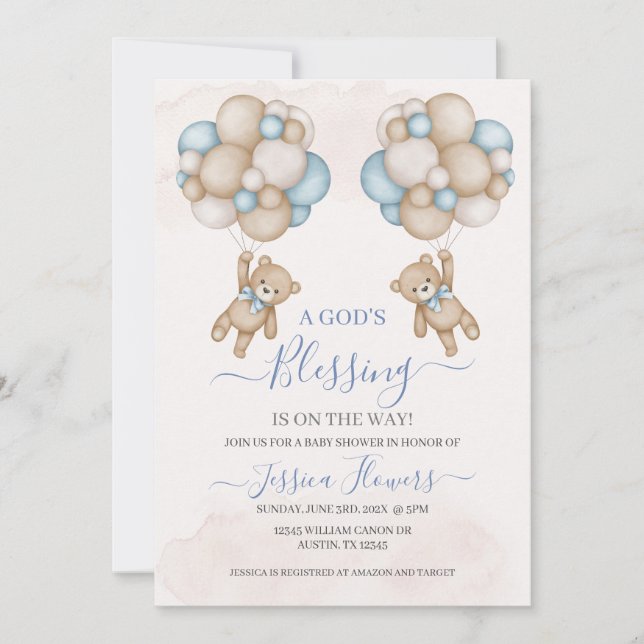 Baby Shower Boy-inbjudan Inbjudningar (Framsida)