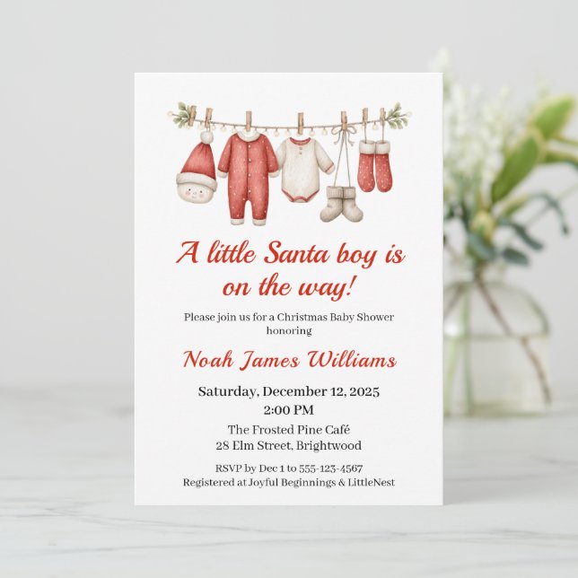 Baby Shower Boy | inbjudan till Santa Baby (Stående Fram)