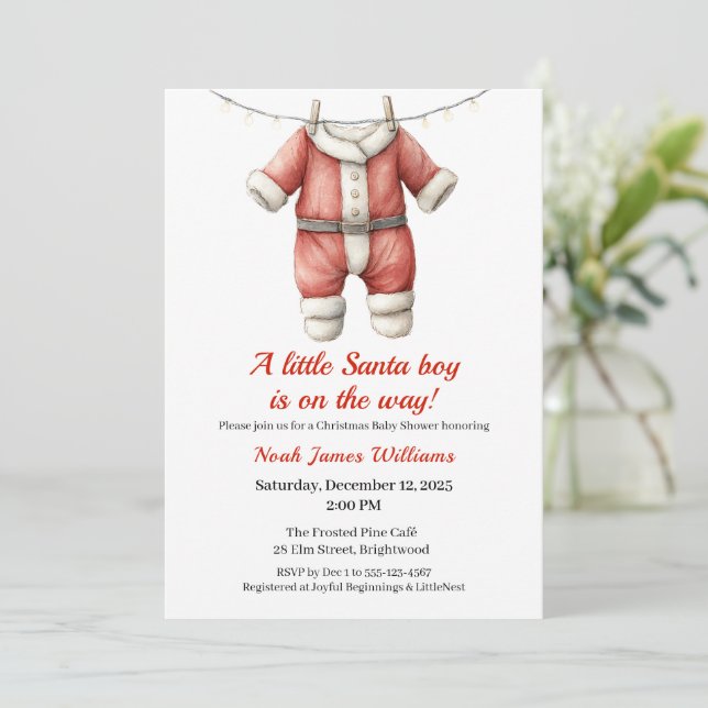 Baby Shower Boy | inbjudan till Santa Baby (Stående Fram)