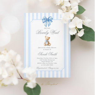 Baby Shower Boy, stor årtusenårig Nalle Inbjudningar