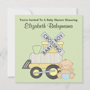 Baby Shower Boy Tåg korsar dekorativ design Inbjudningar