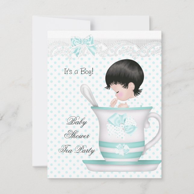 Baby Shower Boy Teal Baby Tekopp Inbjudningar (Framsida)