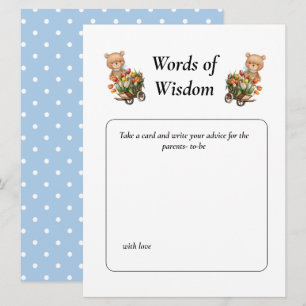 Baby Shower Boy Teddy Rustic Blommigt Wisdom Inbjudningar