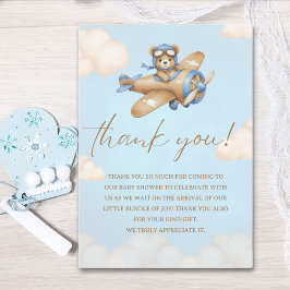 Baby Shower Boy with Adorable Pilot Teddy Bear Tack Kort