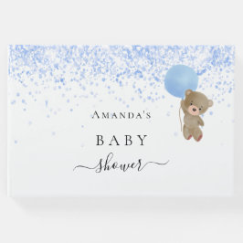 Baby Shower boyblå nalle Gästböcker