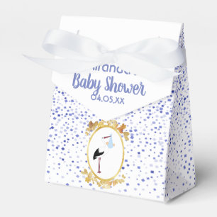 Baby Shower boyblå vit stork monogram Presentaskar