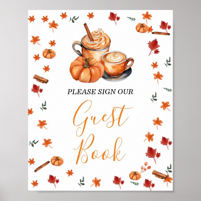 Baby Shower Brewing Pumpkin Spice Guest Bok Poster (Framsidan)