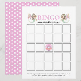 Baby Shower Brown Sjöjungfru Bingo under Sea Rosa Inbjudningar