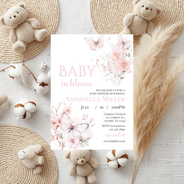 Baby Shower Butterfly in bloom Inbjudningar (Skapare uppladdad)