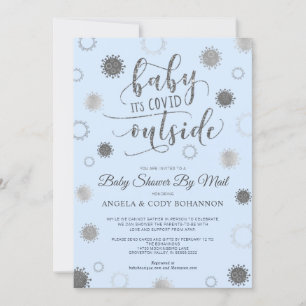 Baby Shower by Mail BABY ITS COVID OUTSIDE Blue Inbjudningar