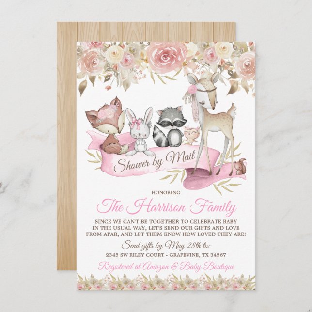 Baby Shower by Mail (Barnskor) Inbjudningar (Fram/baksida)