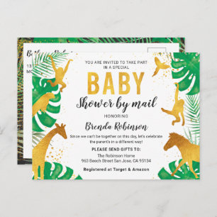 Baby Shower by Mail Boy Guld Jungle Animals Safari Vykort