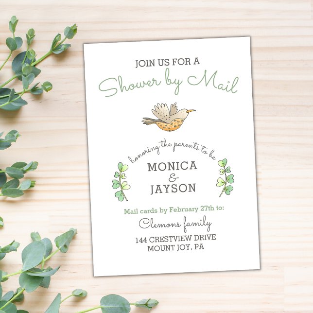 Baby Shower by Mail Cute Mamma Bird Inbjudningar (Baby Shower by Mail Invitation)