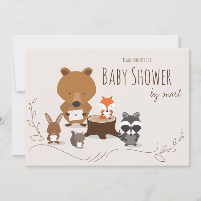 Baby Shower by Mail Cute Woodland Animals Inbjudningar (Framsida)