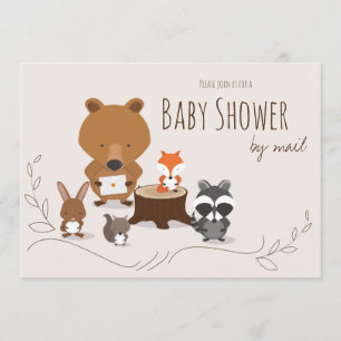 Baby Shower by Mail Cute Woodland Animals Inbjudningar