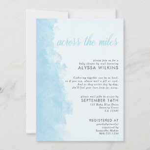 Baby Shower by Mail Elegant Bläck Tvättar Blue Inbjudningar