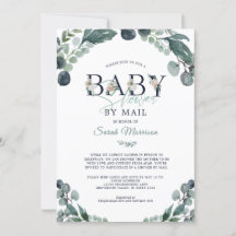 Baby Shower by Mail Eucalyptus Greenery Navy Blue