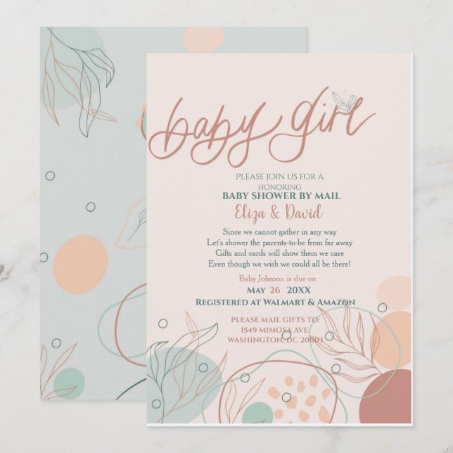 Baby Shower by Mail Girl-inbjudan Inbjudningar (Fram/baksida)