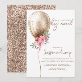 Baby Shower by Mail Luxury Beige Balloon Glitter Inbjudningar